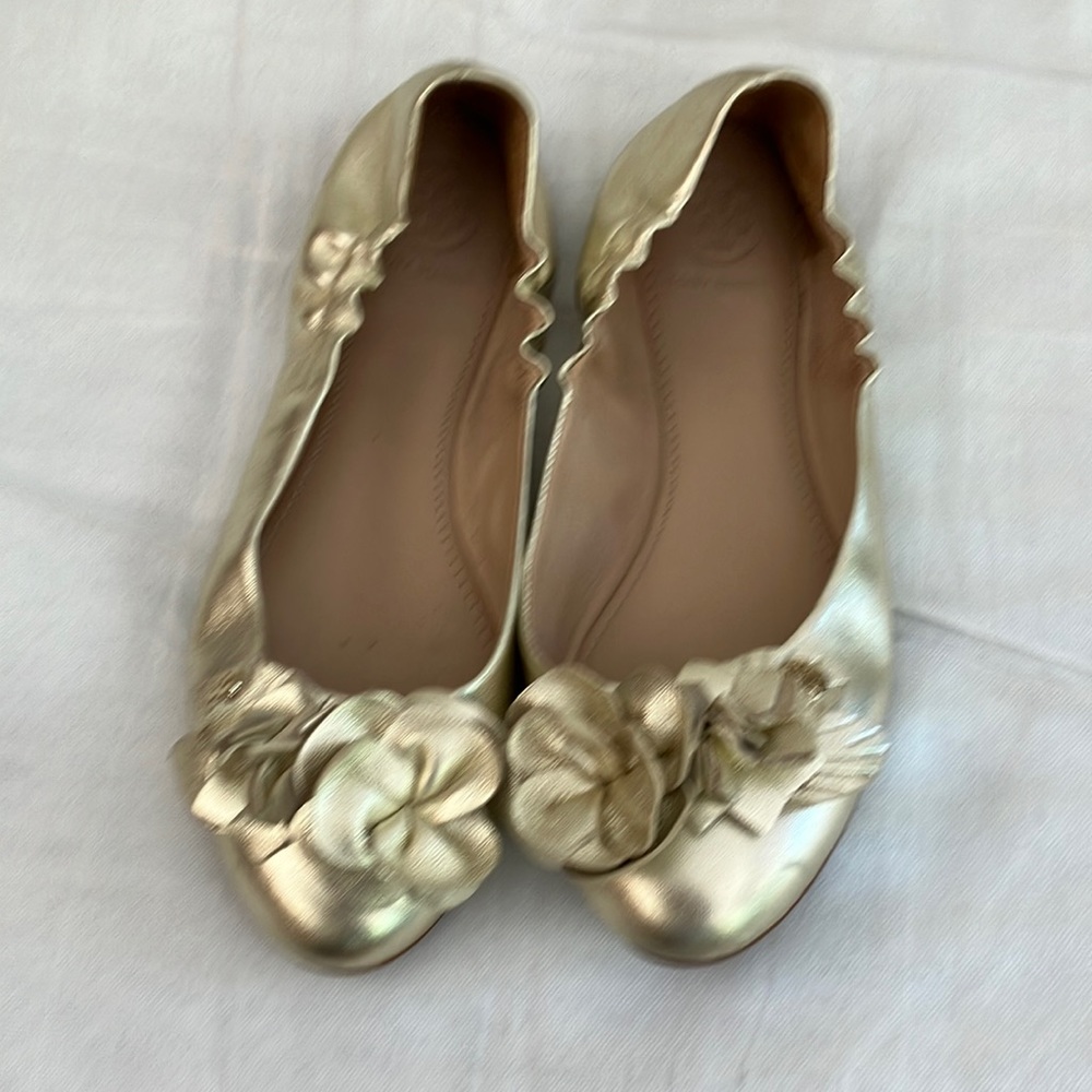 Tory Burch Gold Slippers